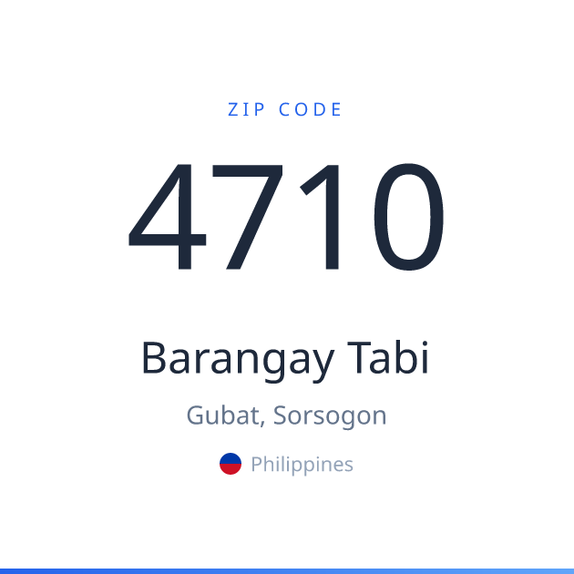 Shareable ZIP code 4710 card for Barangay Tabi, light theme
