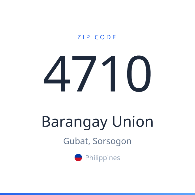 Shareable ZIP code 4710 card for Barangay Union, light theme