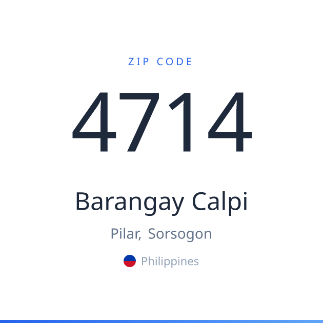 Shareable ZIP code 4714 card for Barangay Calpi, light theme