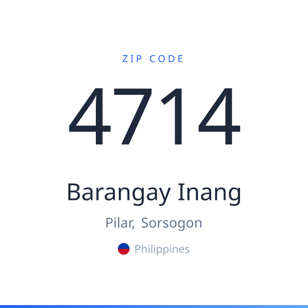 Shareable ZIP code 4714 card for Barangay Inang, light theme