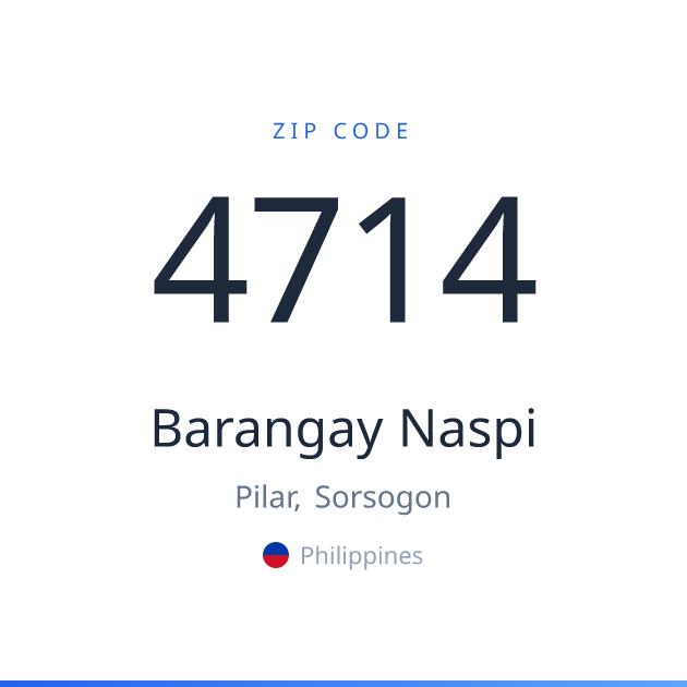 Shareable ZIP code 4714 card for Barangay Naspi, light theme