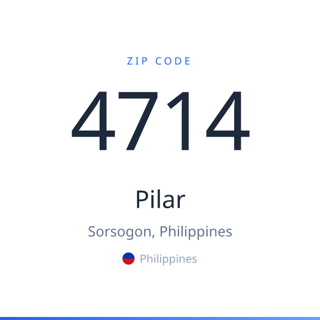 Shareable ZIP code 4714 card for Pilar, light theme