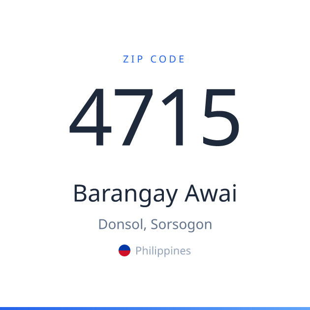 Shareable ZIP code 4715 card for Barangay Awai, light theme