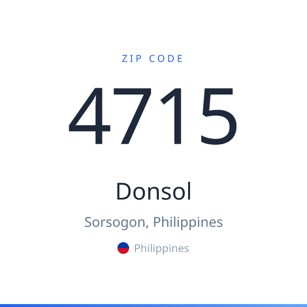 Shareable ZIP code 4715 card for Donsol, light theme