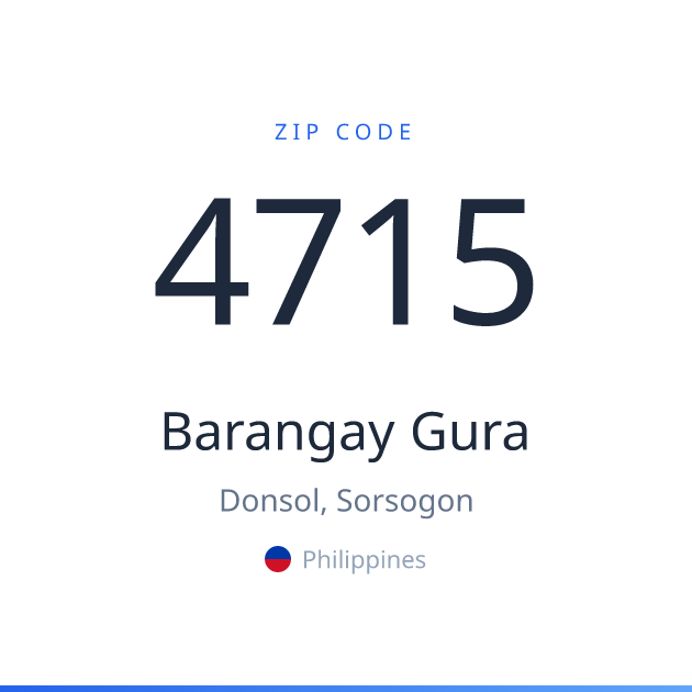 Shareable ZIP code 4715 card for Barangay Gura, light theme