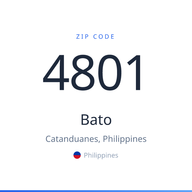 Shareable ZIP code 4801 card for Bato, light theme