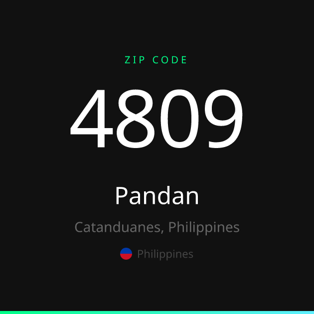 Shareable ZIP code 4809 card for Pandan, dark theme