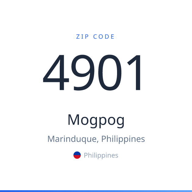 Shareable ZIP code 4901 card for Mogpog, light theme