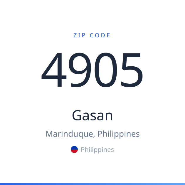 Shareable ZIP code 4905 card for Gasan, light theme