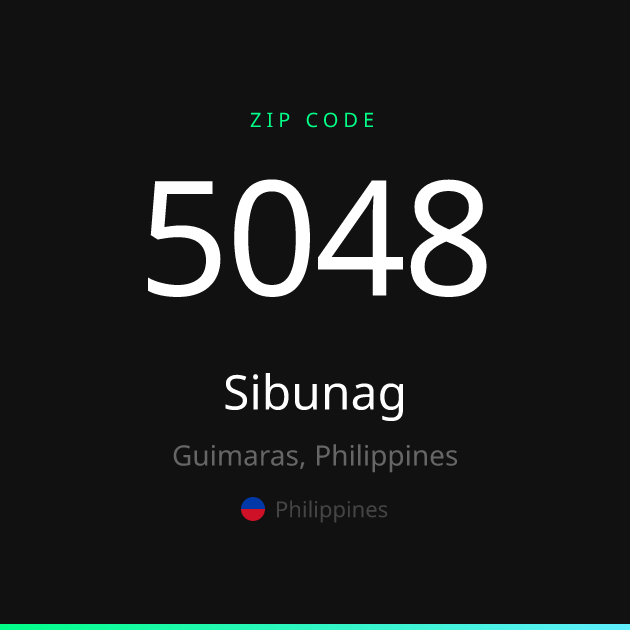 Shareable ZIP code 5048 card for Sibunag, dark theme