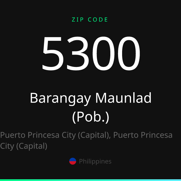 Kamuning Zip Code Barangay Maunlad (Pob.) ZIP Code 5300 | Puerto Princesa City (Capital ...