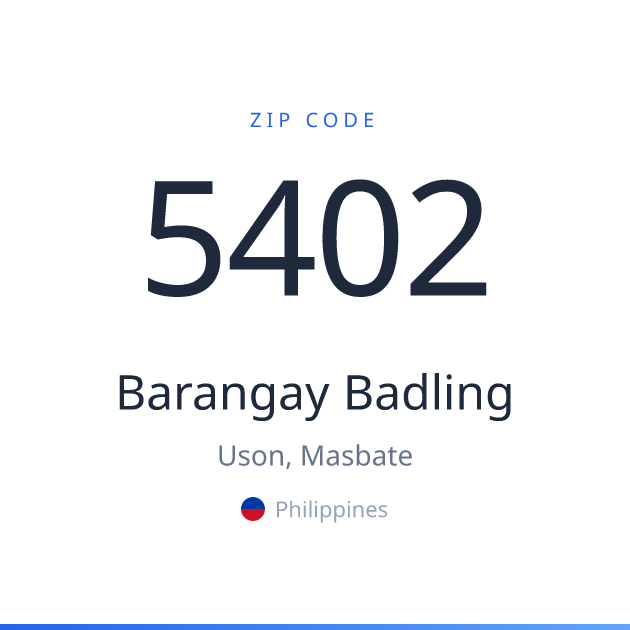 Shareable ZIP code 5402 card for Barangay Badling, light theme