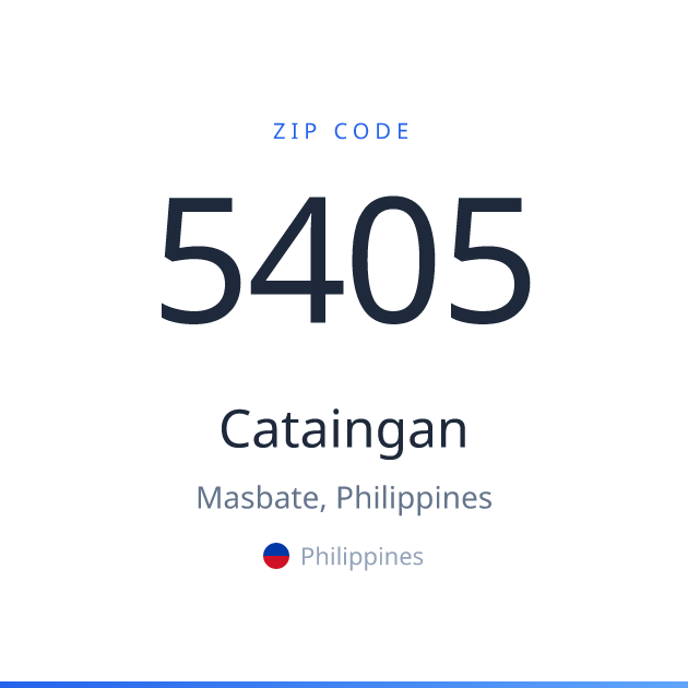 Shareable ZIP code 5405 card for Cataingan, light theme