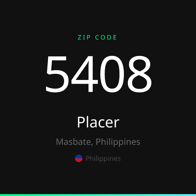 Shareable ZIP code 5408 card for Placer, dark theme