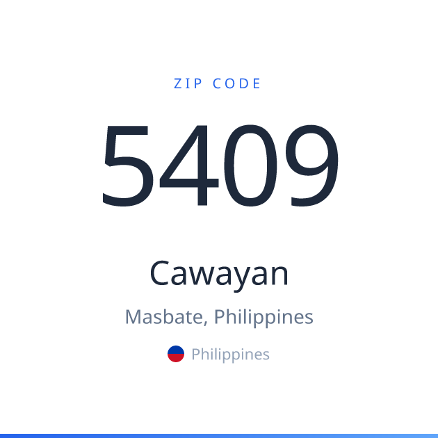 Shareable ZIP code 5409 card for Cawayan, light theme