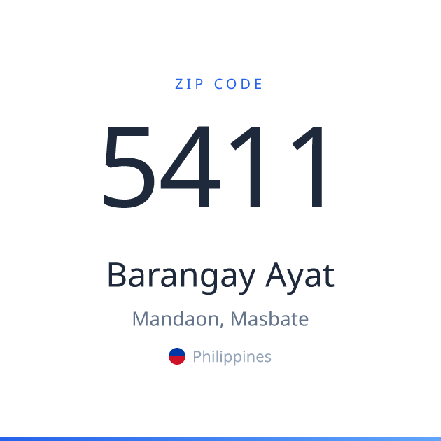 Shareable ZIP code 5411 card for Barangay Ayat, light theme