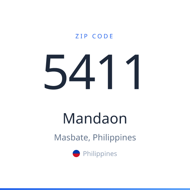 Shareable ZIP code 5411 card for Mandaon, light theme