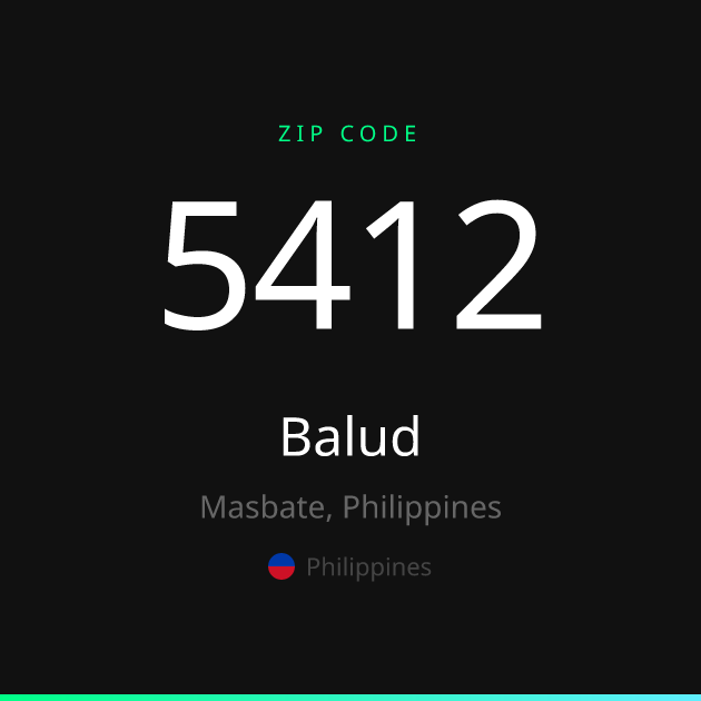 Shareable ZIP code 5412 card for Balud, dark theme