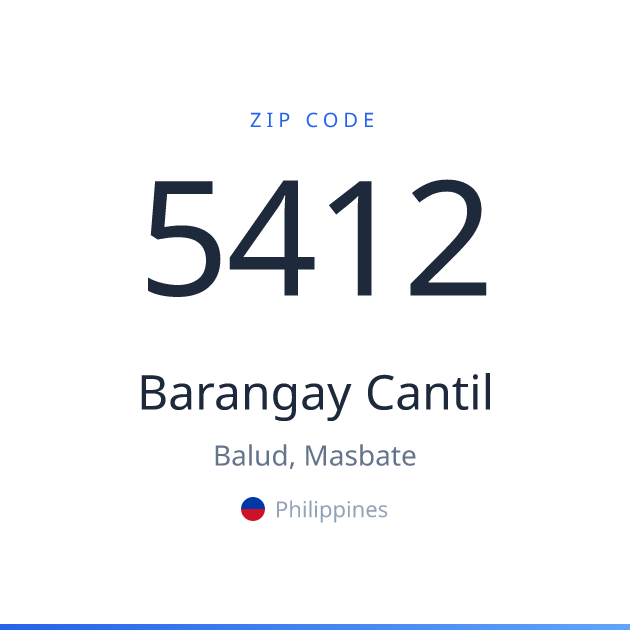 Shareable ZIP code 5412 card for Barangay Cantil, light theme