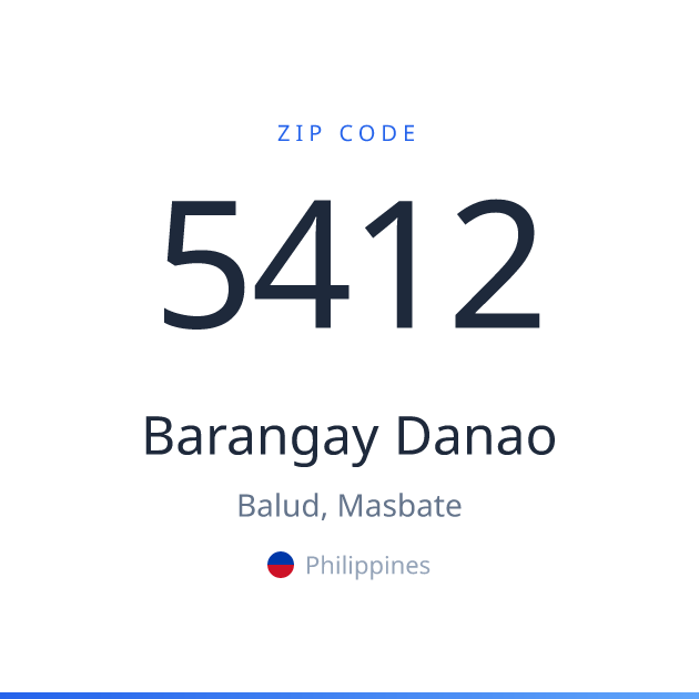 Shareable ZIP code 5412 card for Barangay Danao, light theme