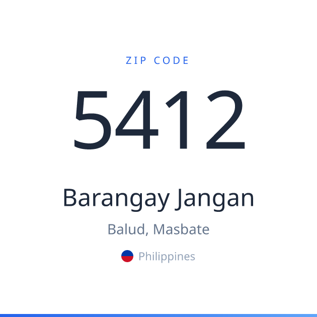 Shareable ZIP code 5412 card for Barangay Jangan, light theme