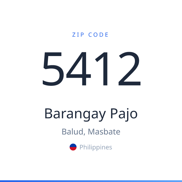 Shareable ZIP code 5412 card for Barangay Pajo, light theme