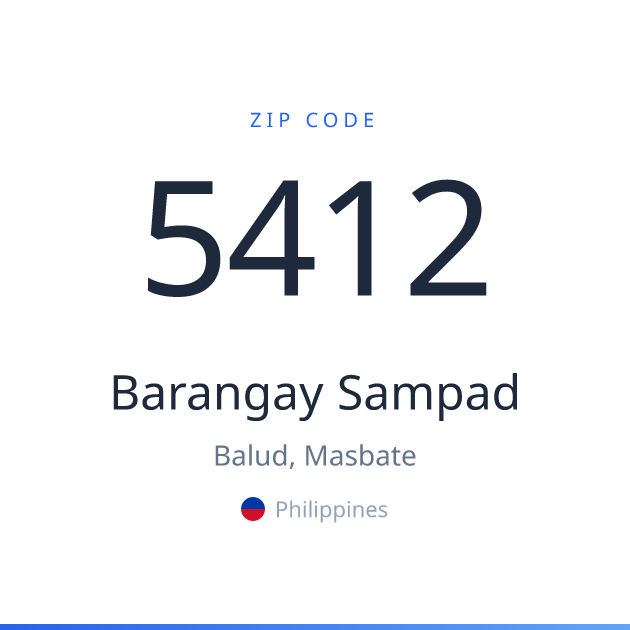 Shareable ZIP code 5412 card for Barangay Sampad, light theme