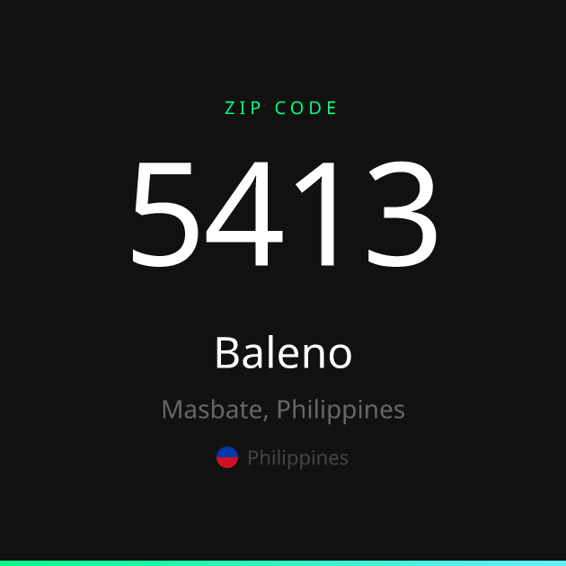 Shareable ZIP code 5413 card for Baleno, dark theme