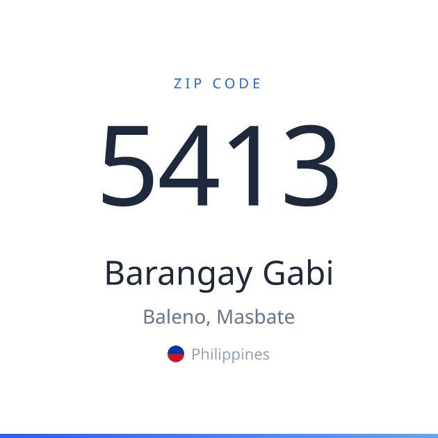 Shareable ZIP code 5413 card for Barangay Gabi, light theme