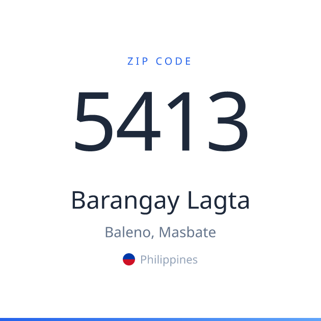 Shareable ZIP code 5413 card for Barangay Lagta, light theme