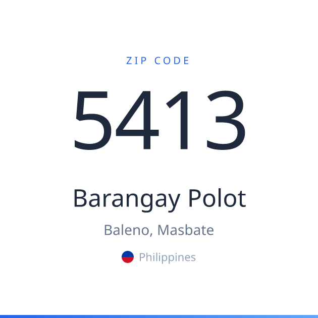 Shareable ZIP code 5413 card for Barangay Polot, light theme