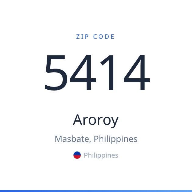 Shareable ZIP code 5414 card for Aroroy, light theme