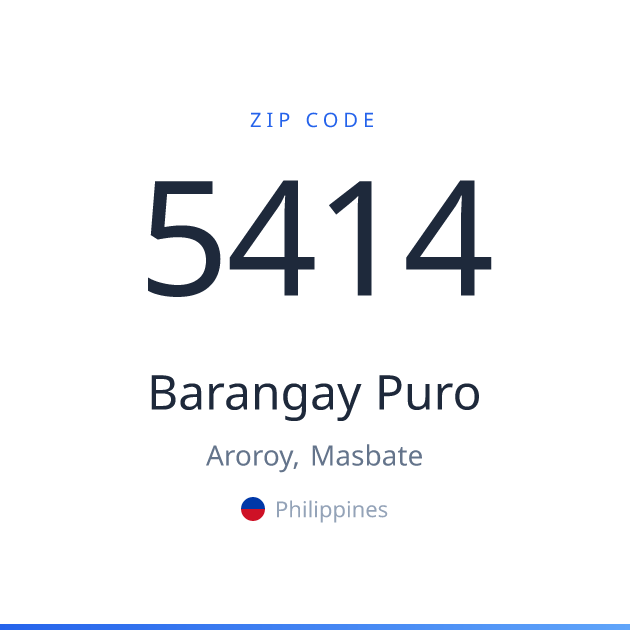 Shareable ZIP code 5414 card for Barangay Puro, light theme