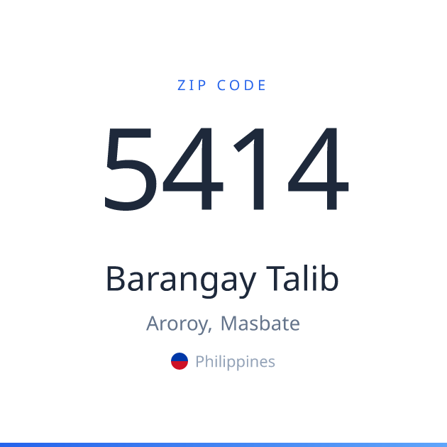 Shareable ZIP code 5414 card for Barangay Talib, light theme