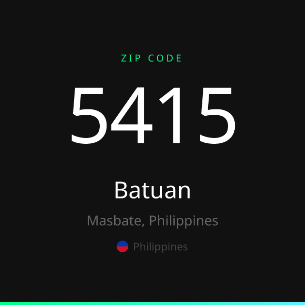 Shareable ZIP code 5415 card for Batuan, dark theme