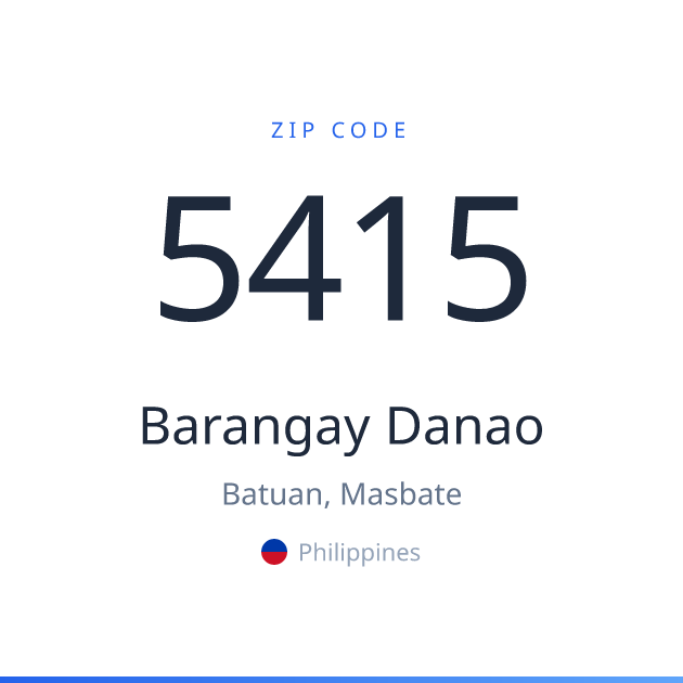 Shareable ZIP code 5415 card for Barangay Danao, light theme