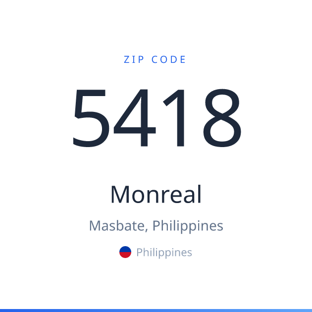 Shareable ZIP code 5418 card for Monreal, light theme