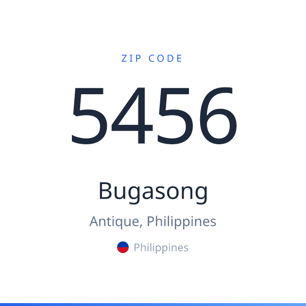 Shareable ZIP code 5456 card for Bugasong, light theme