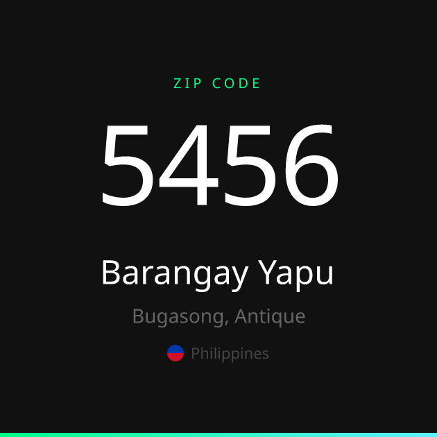 Shareable ZIP code 5456 card for Barangay Yapu, dark theme