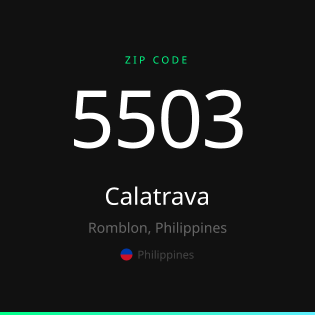 Shareable ZIP code 5503 card for Calatrava, dark theme