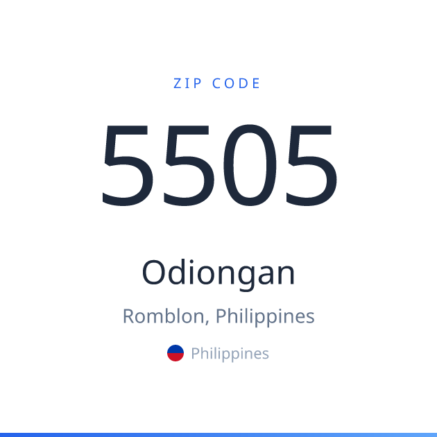 Shareable ZIP code 5505 card for Odiongan, light theme