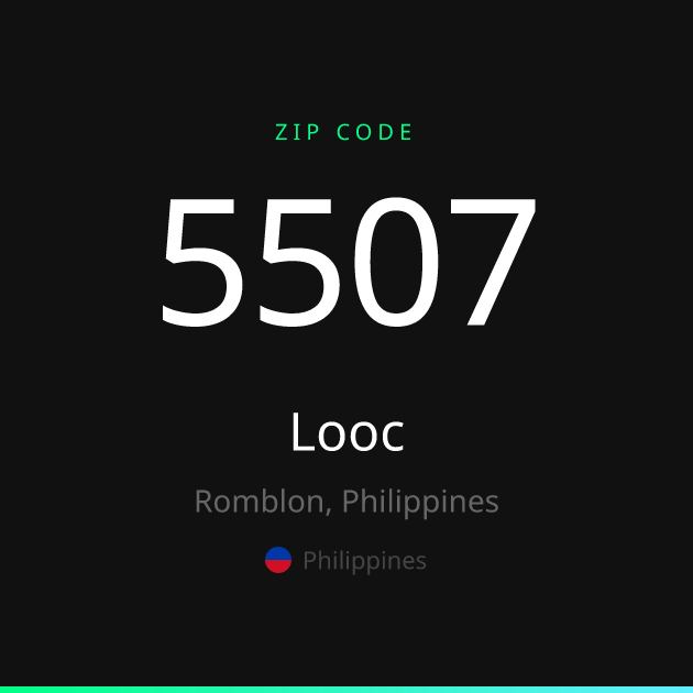 Shareable ZIP code 5507 card for Looc, dark theme