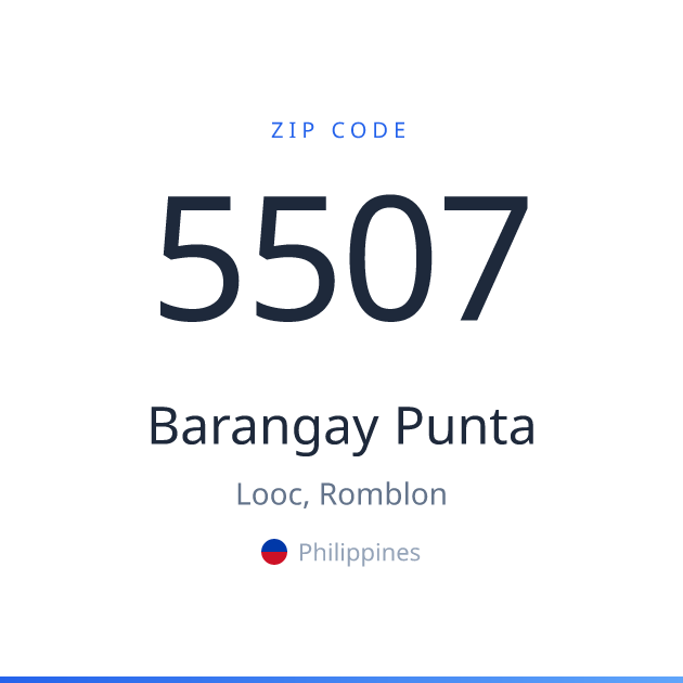 Shareable ZIP code 5507 card for Barangay Punta, light theme