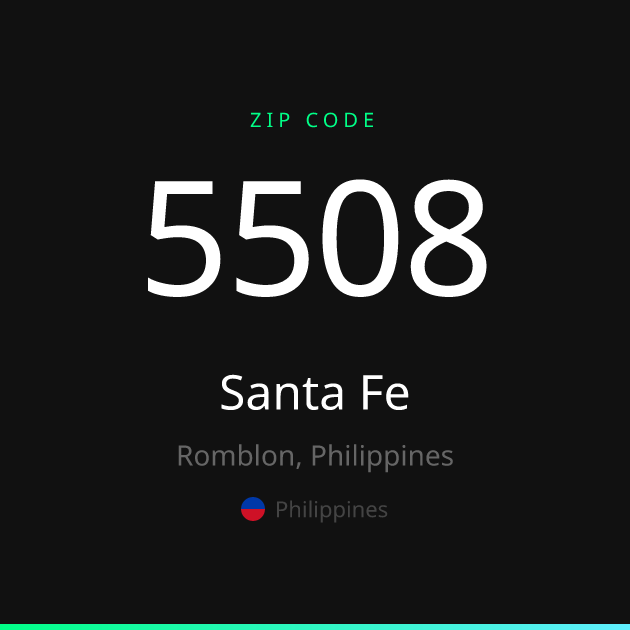 Shareable ZIP code 5508 card for Santa Fe, dark theme