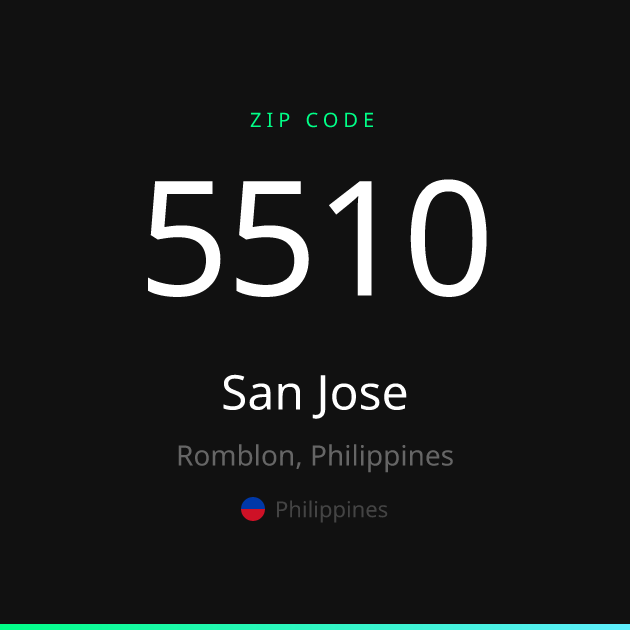 Shareable ZIP code 5510 card for San Jose, dark theme