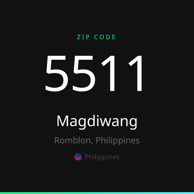 Shareable ZIP code 5511 card for Magdiwang, dark theme