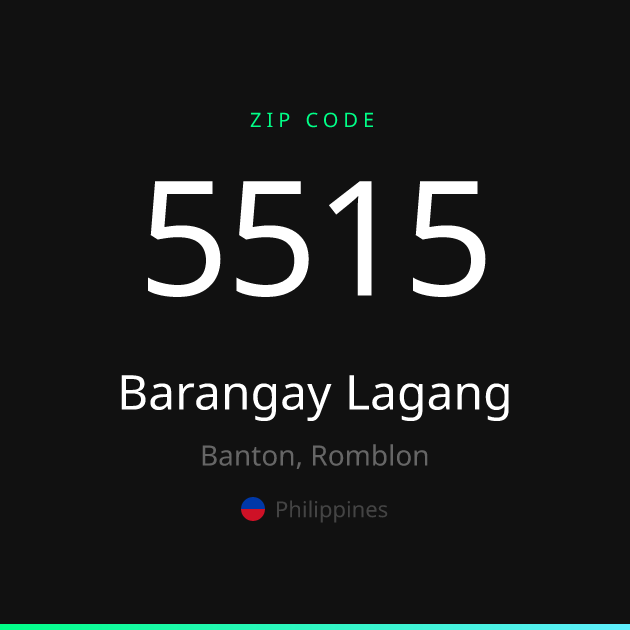 Shareable ZIP code 5515 card for Barangay Lagang, dark theme