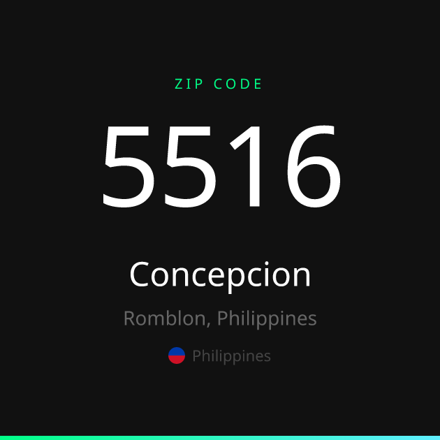 Shareable ZIP code 5516 card for Concepcion, dark theme