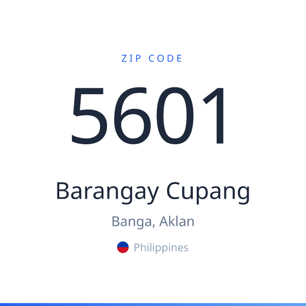 Shareable ZIP code 5601 card for Barangay Cupang, light theme