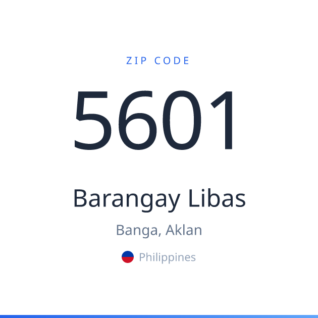 Shareable ZIP code 5601 card for Barangay Libas, light theme